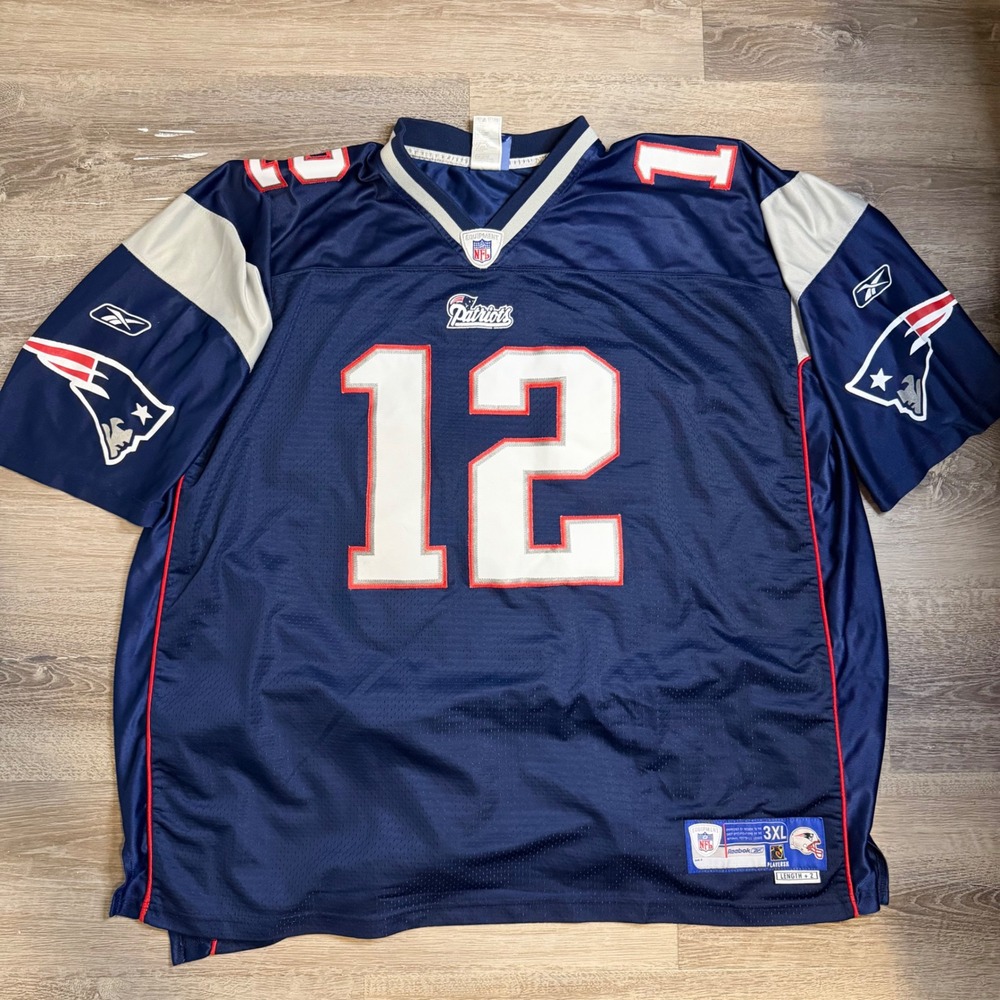 Reebok Tom Brady New England Patriots NFL Jersey Navy Blue Stitched 3XL